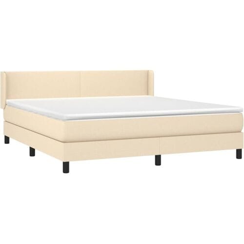 vidaXL - Boxspring - met - matras - stof - crèmekleurig - 160x200 - cm