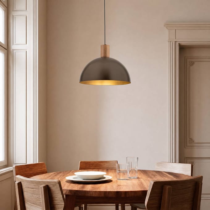 TK Lighting Hanglamp Oslo, bruin, metaal, Ø 34 cm, E27