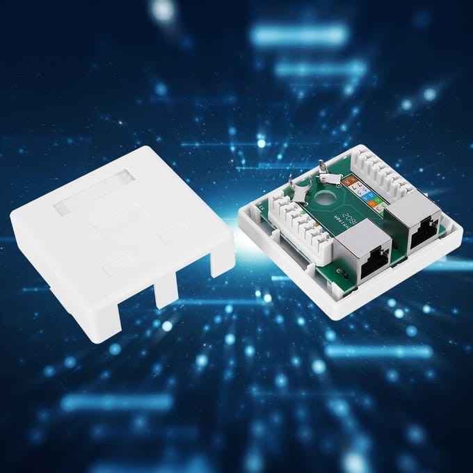 Super 5 Shield RJ45 8P8C Connecteur Mural Adaptateur de Jonction 2 Ports Câble d'Extension de Bureau Boîtier de Montage en Surface Jack