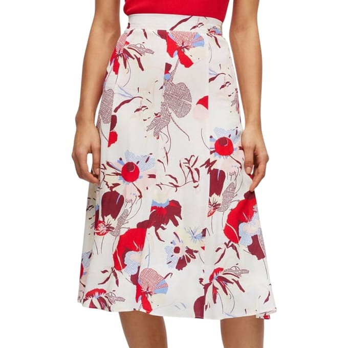 Boss Dames/Dames Vallua Hoge Taille Midi Rok (Bloemen)