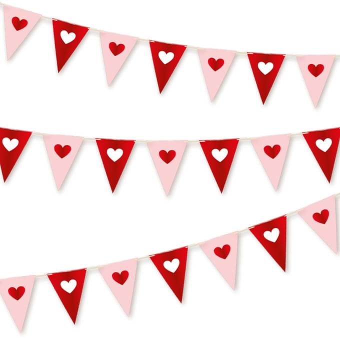 BTH - Valentijn Slinger - Hartjes Decoratie - Vlaggenlijn - Versiering - Vier De Liefde - Rood - 10m
