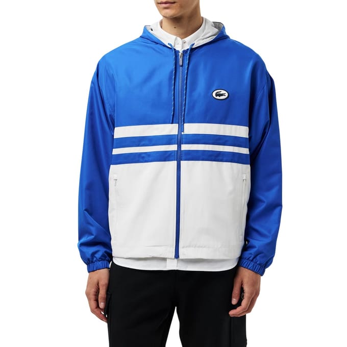 Lacoste Heren-trainingsjack met logo (Blauw/Wit)