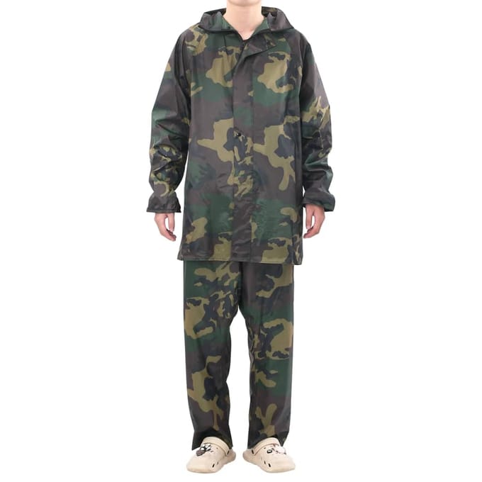 vidaXL - Regenpak - 2-delig - met - capuchon - (heren - / - camouflage - / - maat - XXL)