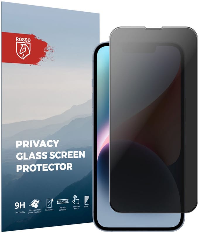 Rosso Privacy Screen Protector Geschikt voor de Apple iPhone 14 - 9H Gehard Glas - Case Friendly Tempered Glass - Eenvoudige Installatie