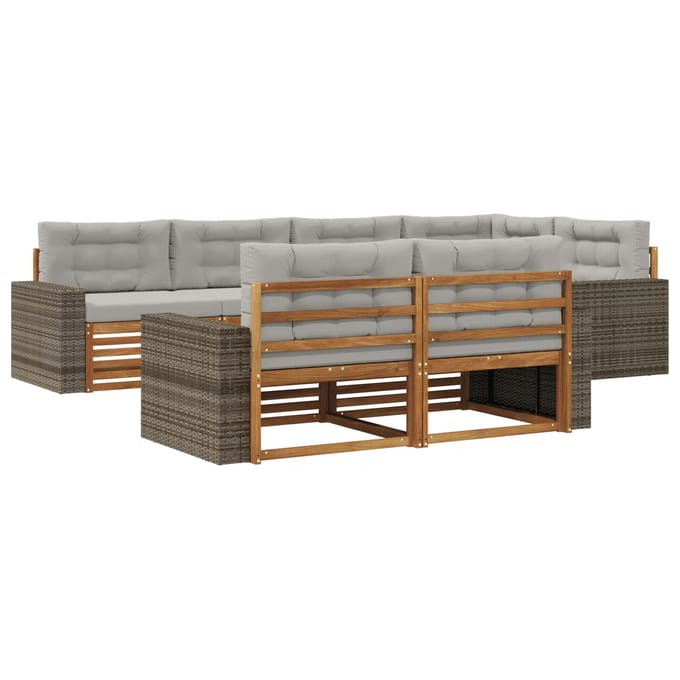vidaXL - Buiten - bank - set - 7 - st - Naturel - en - lichtgrijs