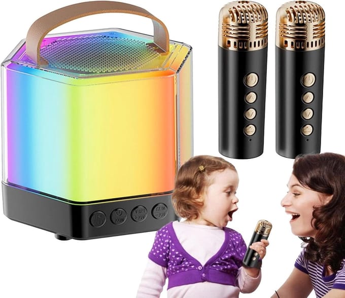 Karaoke Machine - Zing Installatie - Feesten Muziek - Met 2 microfoons - 12 x 12 x 12 cm - Zwart