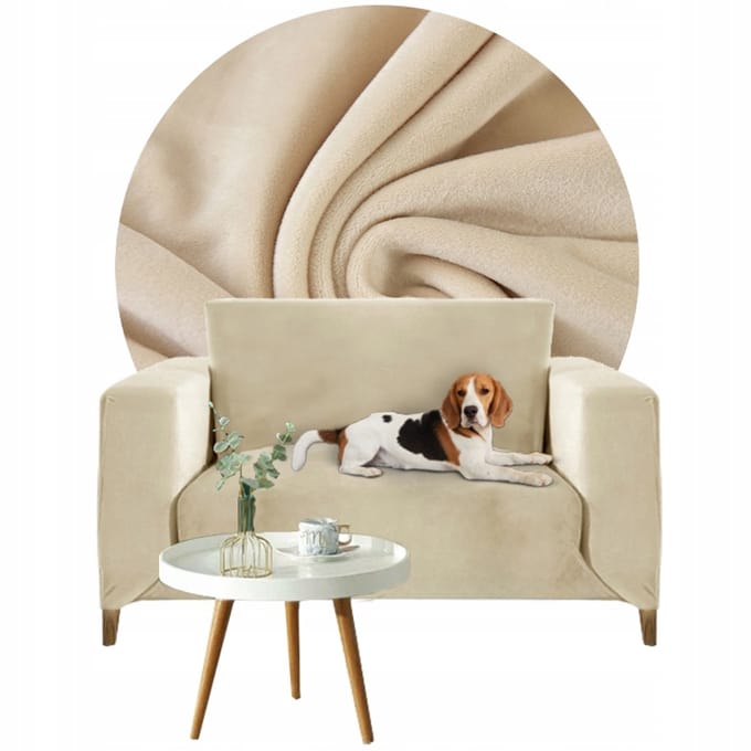 Crème fluwelen hoes voor 1 persoon. bank 90-140 cm