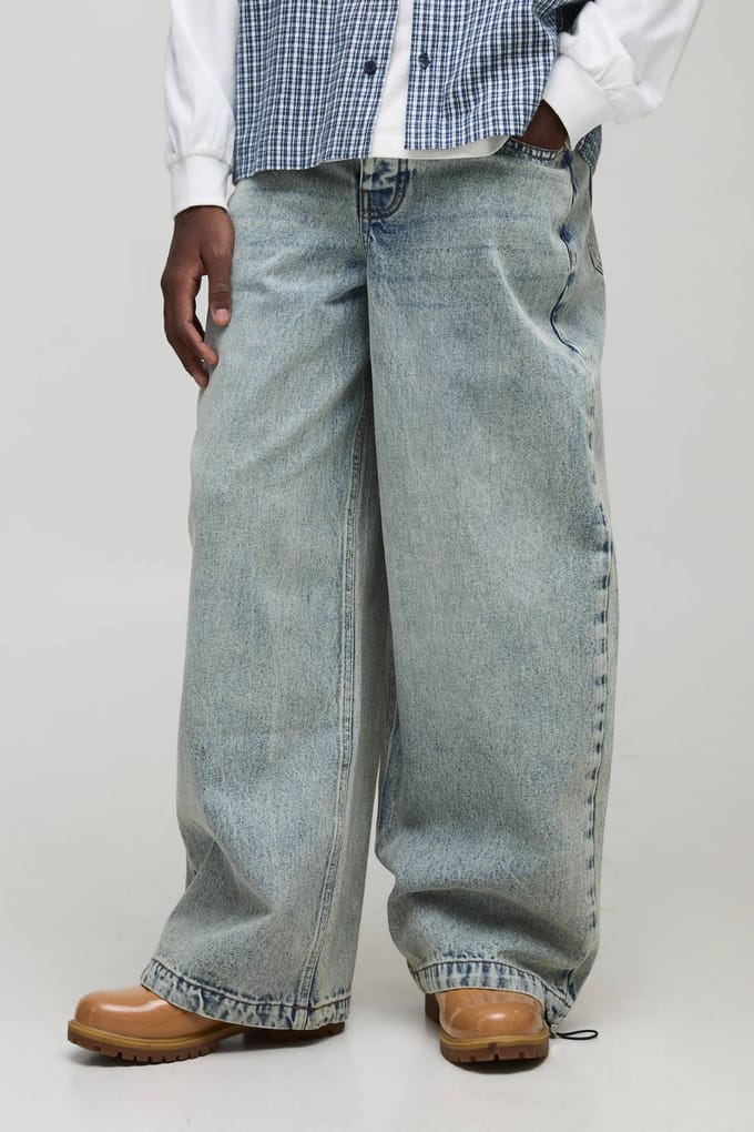 Parachute Baggy Gewassen Jeans | Bleached Blue | Size 34R