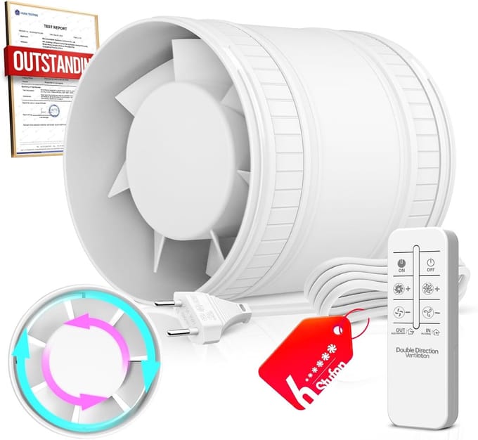 Krachtige 100mm Inbouw Ventilator met Afstandsbediening - Bidirectioneel Systeem