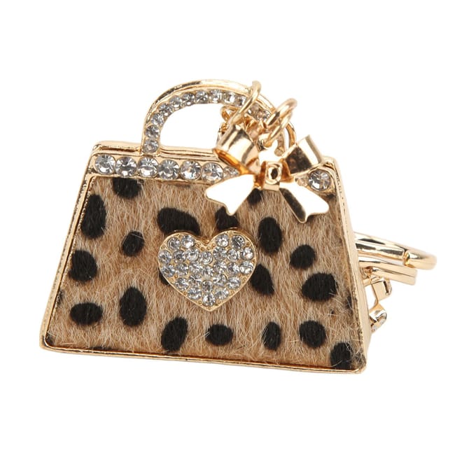 Luipaard Tas Sleutelhanger Exquise Persoonlijkheid Mode Handtas Sleutelhanger Ring Hanger Decoratie beige