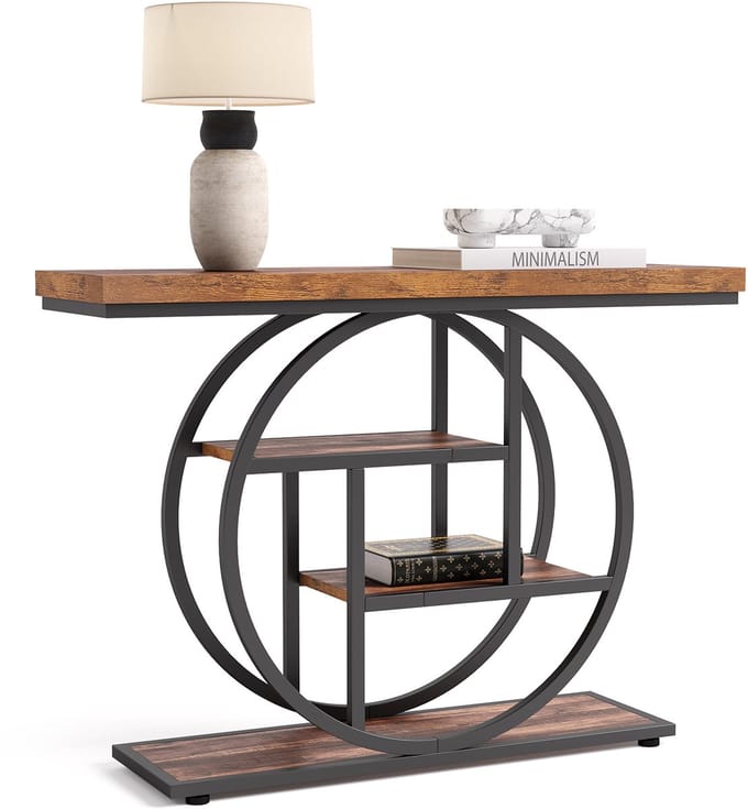 Tribesigns Consoletafel - Sidetable - Console - Haltafel - Metaal/Hout - Industrieel - 105 x 80 x 30 cm - Console Tafel - Bruin