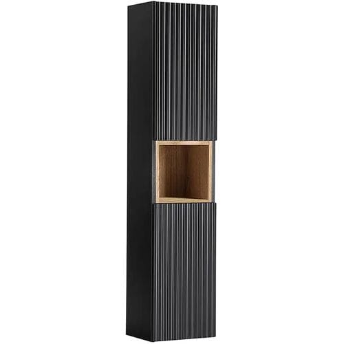 Petits-Meubles Riva Zwart en Hout 2-deurs 1-nis wandgemonteerde zuil