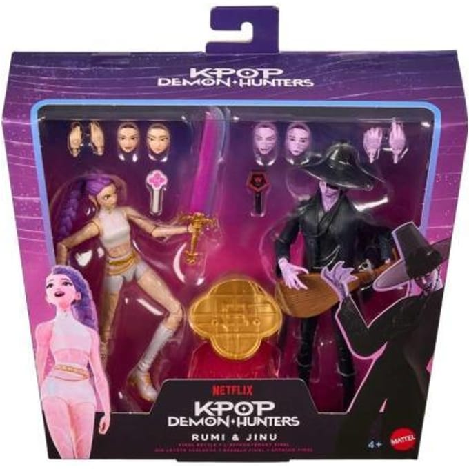 KPop Demon Hunters Rumi en Jinu - Laatste gevecht - set actiefiguren - 4 accessoire - verwisselbare handen en gezichten