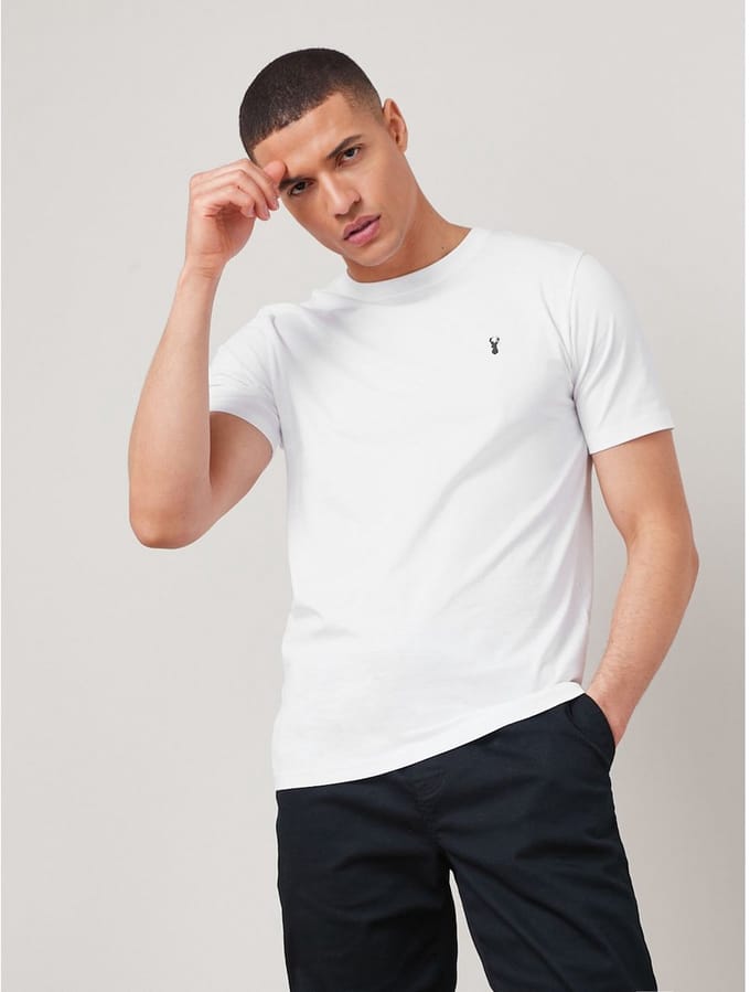 Next - Heren - Slim Fit - T-shirt met hert - Wit