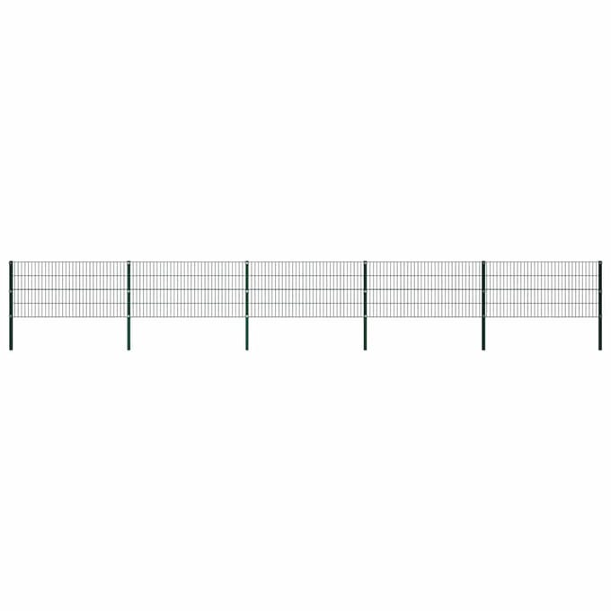 vidaXL - Schuttingpaneel - met - palen - ijzer - 867x80 - cm - groen