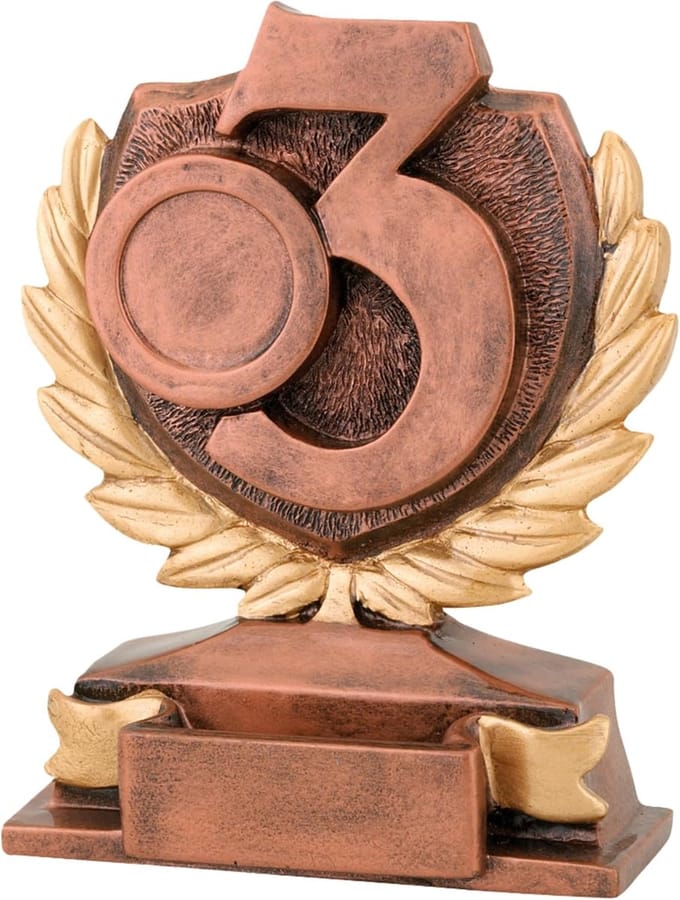 Trofee Nummer 3 - Bronzen Prijs - Viswedstrijd Prijs - Luxe Voet - 14 cm - Brons