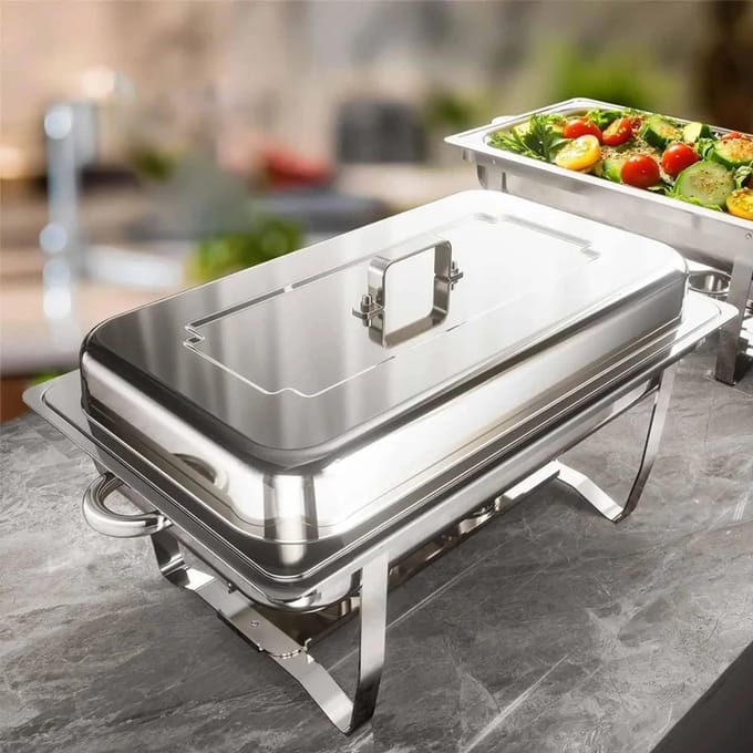 Dailygoods Chafing Dishes voor Buffet 9L Roll Edge Ontworpen Chafing Dish Buffetset Voedsel met warmte-isolerend deksel