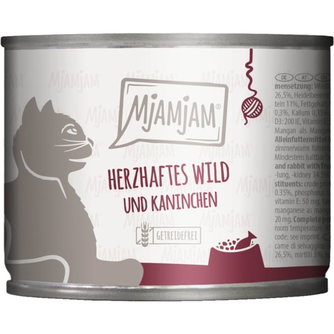 MjAMjAM 6 x 200 g - Hartig hertenvlees en konijn met fruitige bosbessen