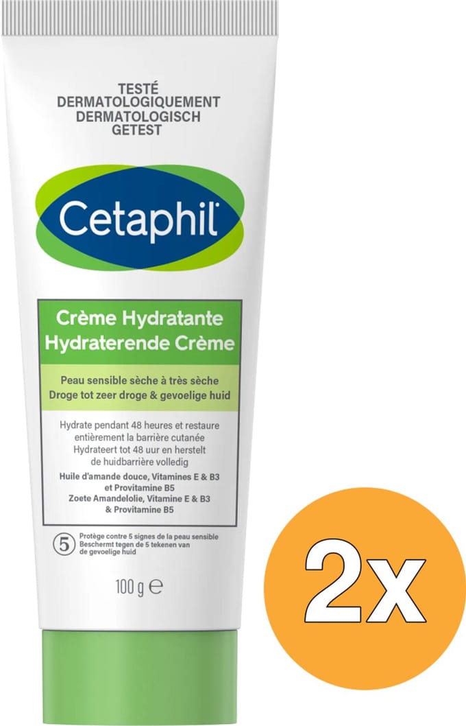 Cetaphil Hydraterende Crème - 2 x 100 gr - Voordeelpakket