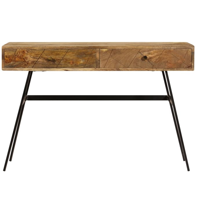 vidaXL - Schrijftafel - met - lades - 110x50x76 - cm - massief - mangohout