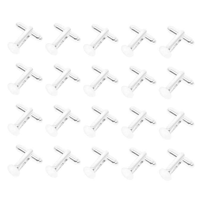 20 pièces Silverwhite bricolage boutons de manchette résultats boutons de manchette blancs dos Pad Base 8mm white