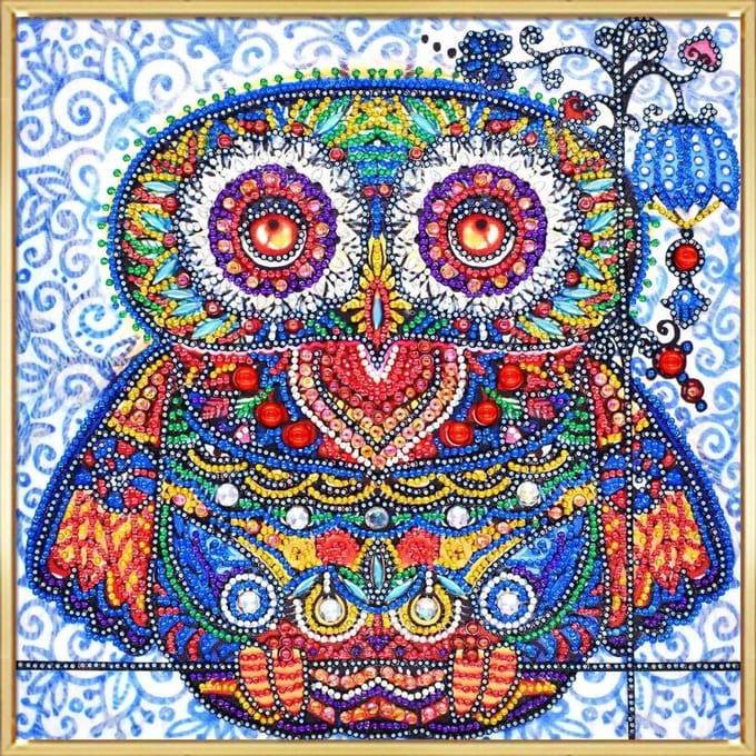5d Diamant Broderie Hibou Diamant Peinture Point De Croix Animal Strass Image 30x30 red