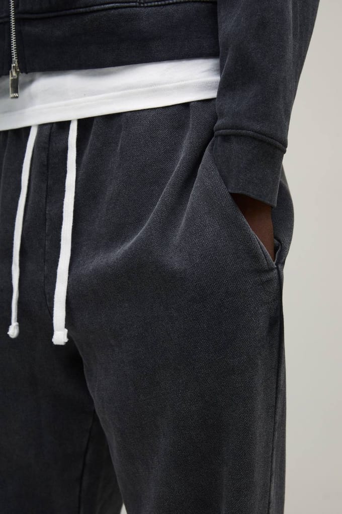 Essential Washed Baggy Drop Crotch Jogger | Washed Black | Size Small