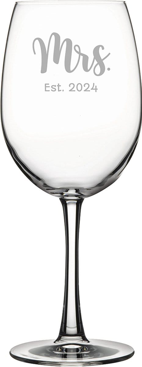 Gegraveerde rode wijnglas 58cl Mrs. Est. 2024