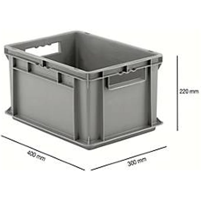 Stapelbak EF 4220 - polypropeen - L 400 x B 300 x H 220 mm - 20,4 L- grijs