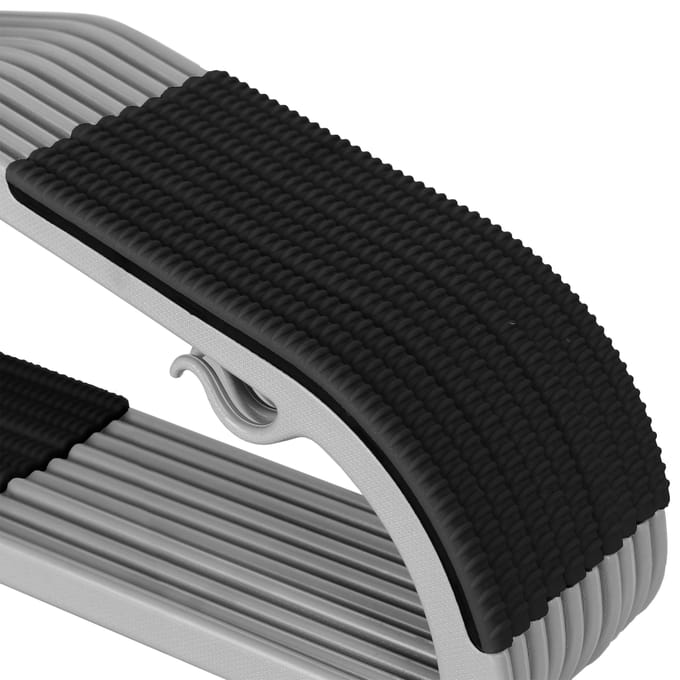 Set van 20 Antislip Kledinghangers - Grijs/Zwart
