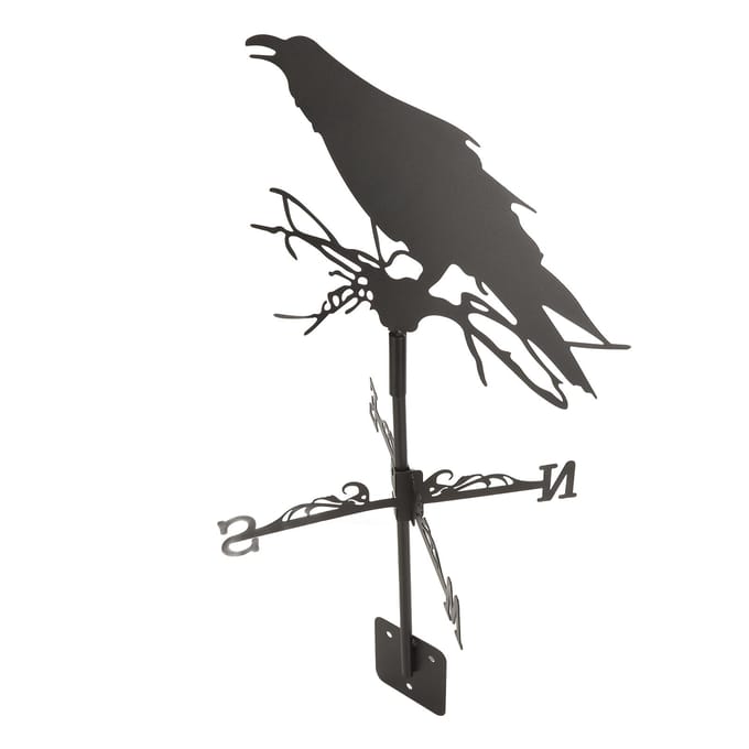 Girouette Ornement de Corbeau Girouette Coq en Métal Fer Girouette pour Jardin Extérieur black