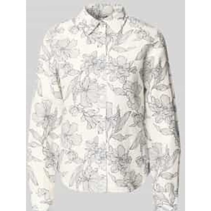 regular fit blouse van mix van katoen en linnen