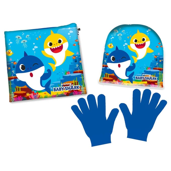 Baby Shark muts, col en handschoenen