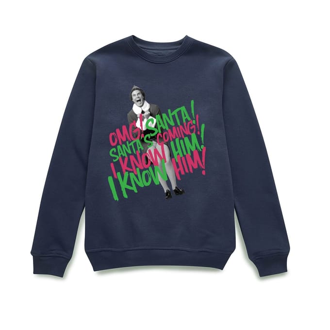 Elf Santa! I Know Him! Christmas Jumper - Navy - XL