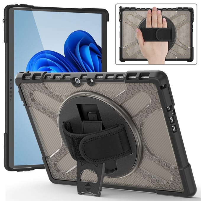 Robuuste Hoes Voor Microsoft Surface Pro 13 12 11 10 9 8 7 Plus 6 5 4 2-in-1 360 Draaibare Cover Voor Go 1 2 3 4 Met Handriem Surface Go 1-2-3-4 donkerbruine kleur