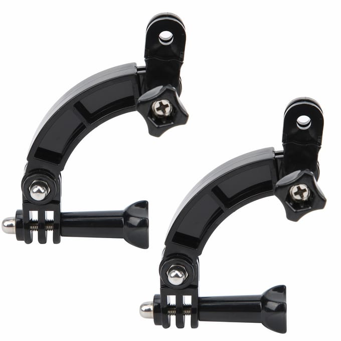 2 Sets Helm Verlengarm Gebogen Beugel voor Selfie Sportcamera Klimmen Kamperen Rijden black