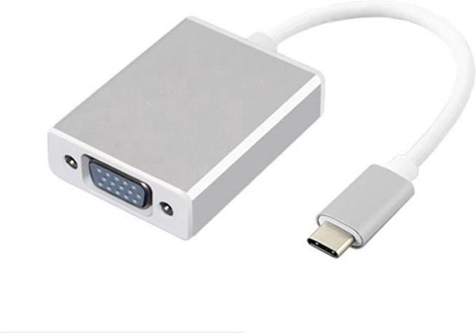 Techvavo® USB-C naar VGA Adapter – Full HD 1080P – USB-C Male naar VGA Female – VGA Converter – Plug & Play – Zilvergrijs