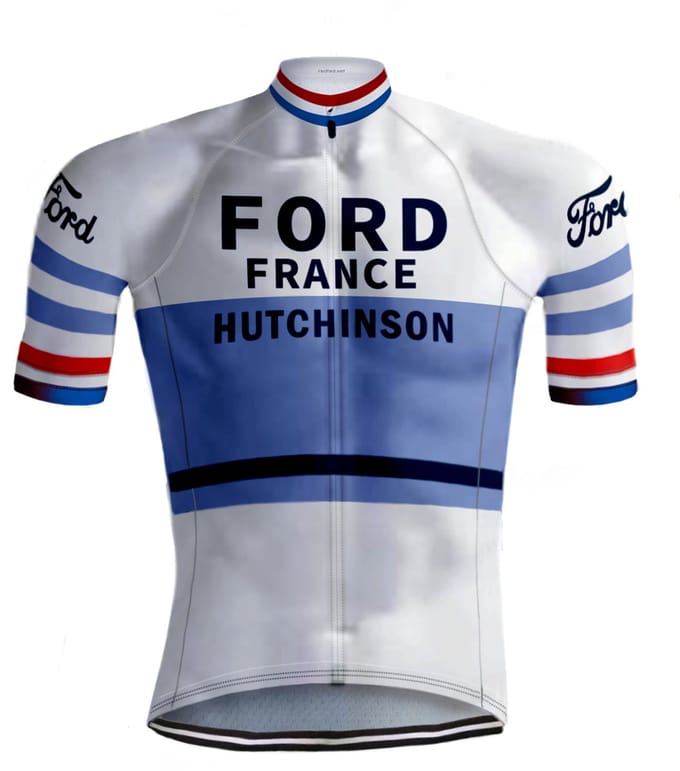 Retro Wielertenue Ford Wit/Blauw - REDTED - 4XL