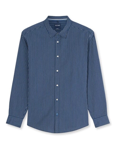 OLYMP Casual Overhemd, Regular Fit, Kent, Marineblauw