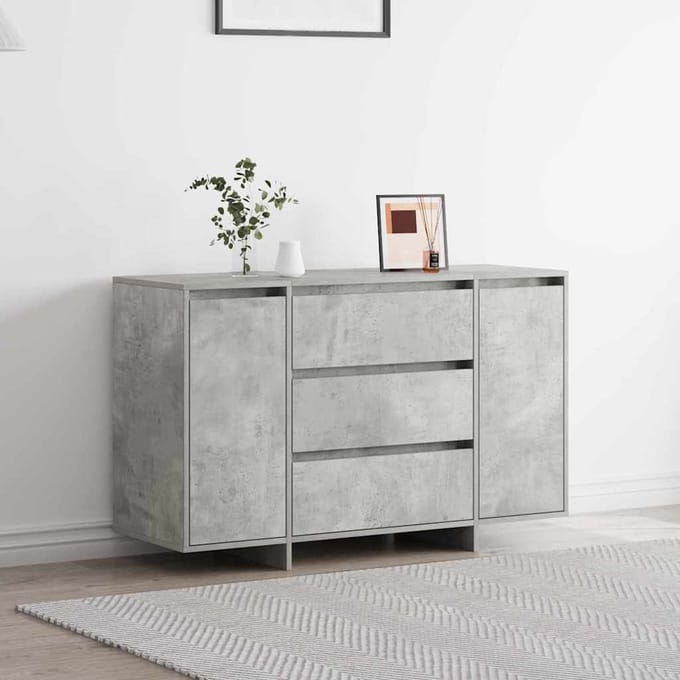 vidaXL - Dressoir - Beton - Grijs - 120 - x - 41 - x - 75 - cm - Bewerkt - hout