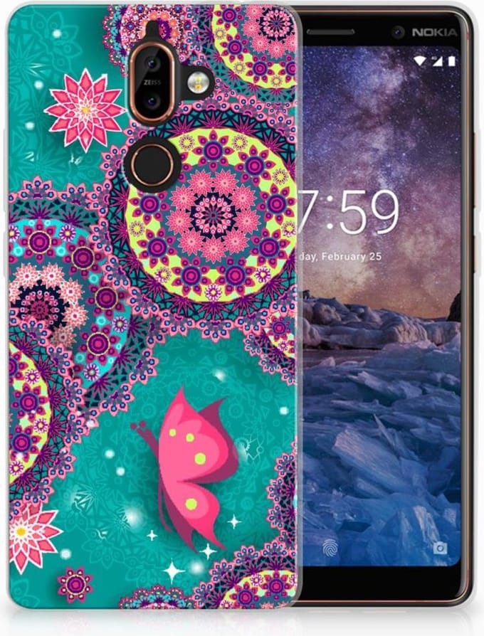 Nokia 7 Plus Hoesje maken Cirkels en Vlinders