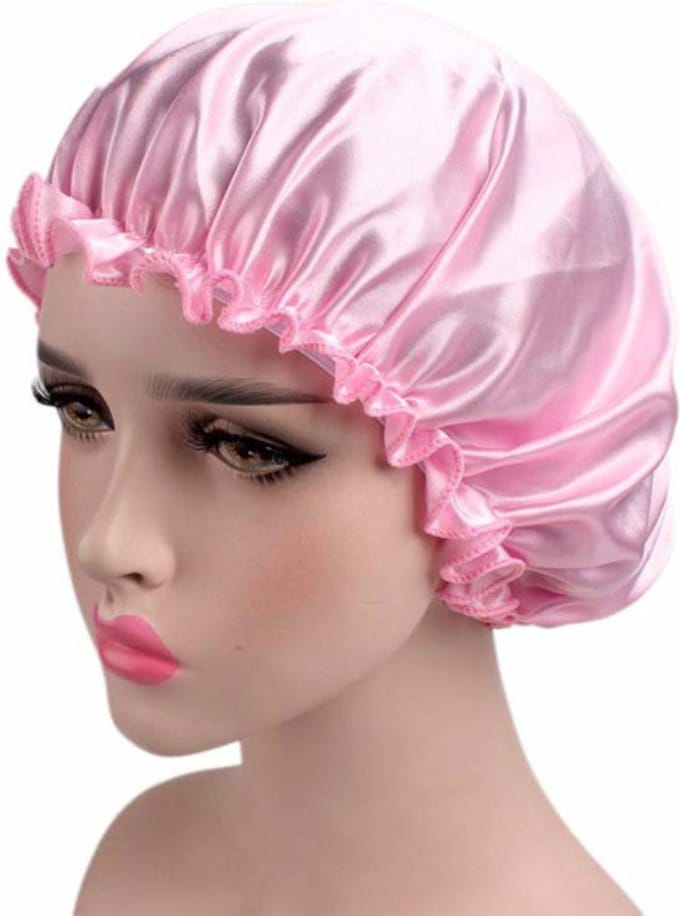 *** "Licht Roze Satijnen Slaapmuts voor Dames - Volwassenen - Bonnet - Nacht Muts - van Heble® ***
