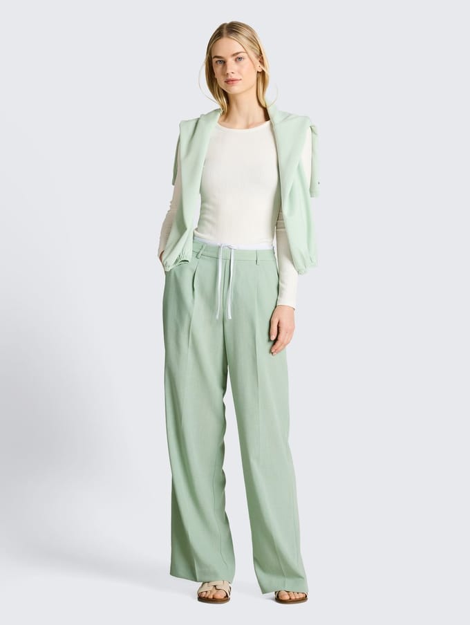Tom Tailor Denim - Wide Leg-broek in 2-in-1-look - Maat S - light matcha green