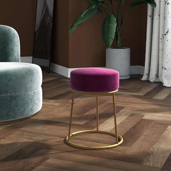 vidaXL - Hocker - rond - fluweel - paars