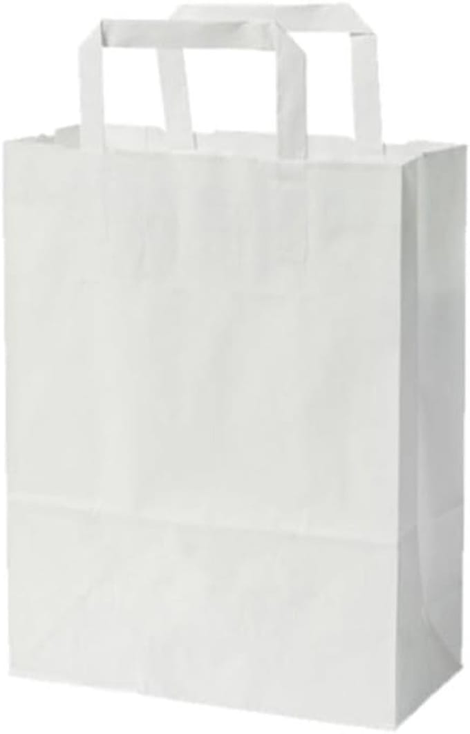 250 Witte Papieren Draagtassen - Herbruikbaar en Stevig - 22x28 cm