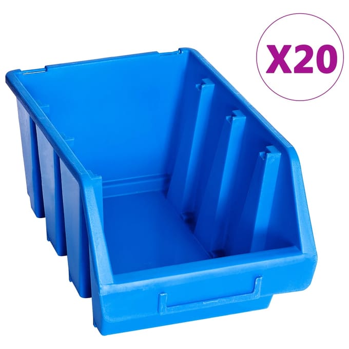 vidaXL - Stapelbakken - 20 - st - kunststof - blauw