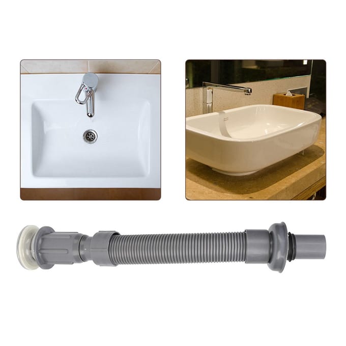 Tuyau d'évacuation universel pour lavabo de salle de bain, siphon en S, tuyau d'évacuation vertical, accessoires de plomberie gris