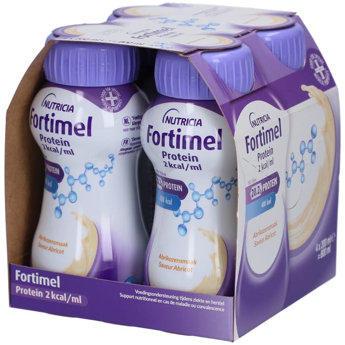 Fortimel Protein 2kcal Abrikozensmaak Voedingssupplement Ondervoeding 4x200 Oplossing