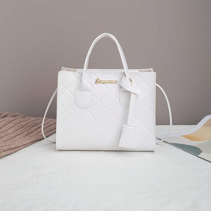 Dameshandtas, Modieuze Gekartelde Tote Bag wit