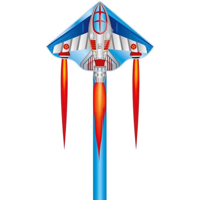 Kindervlieger HQ Simple Flyer 120 Jet Plane 102003 Blauw 120 x 75 cm + 150 cm staart